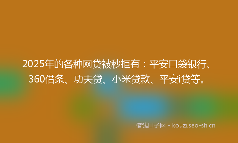 2025年的各种网贷被秒拒有：平安口袋银行、360借条、功夫贷、小米贷款、平安i贷等。