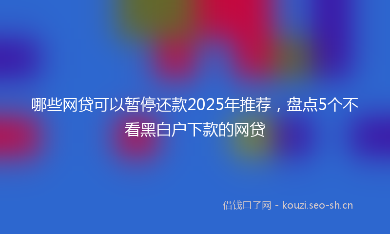 哪些网贷可以暂停还款2025年推荐，盘点5个不看黑白户下款的网贷