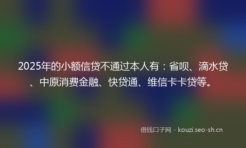 2025年的小额信贷不通过本人有：省呗、滴水贷、中原消费金融、快贷通、维信卡卡贷等。