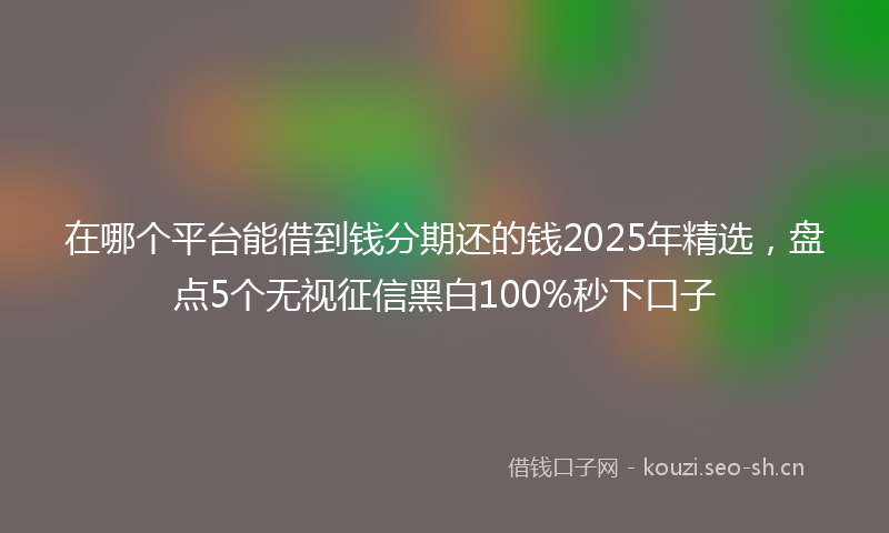 在哪个平台能借到钱分期还的钱2025年精选，盘点5个无视征信黑白100%秒下口子