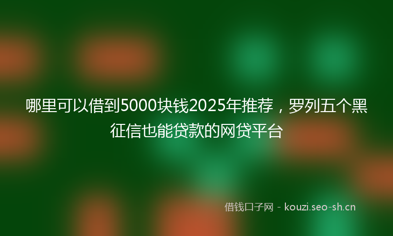 哪里可以借到5000块钱2025年推荐，罗列五个黑征信也能贷款的网贷平台