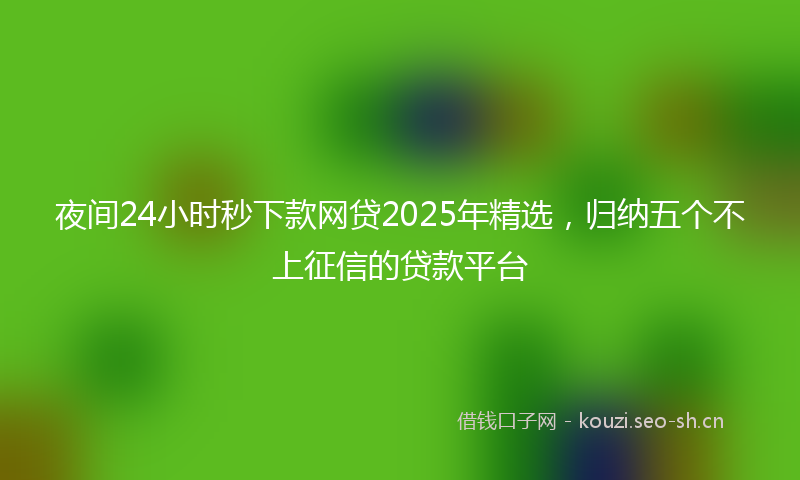 夜间24小时秒下款网贷2025年精选，归纳五个不上征信的贷款平台
