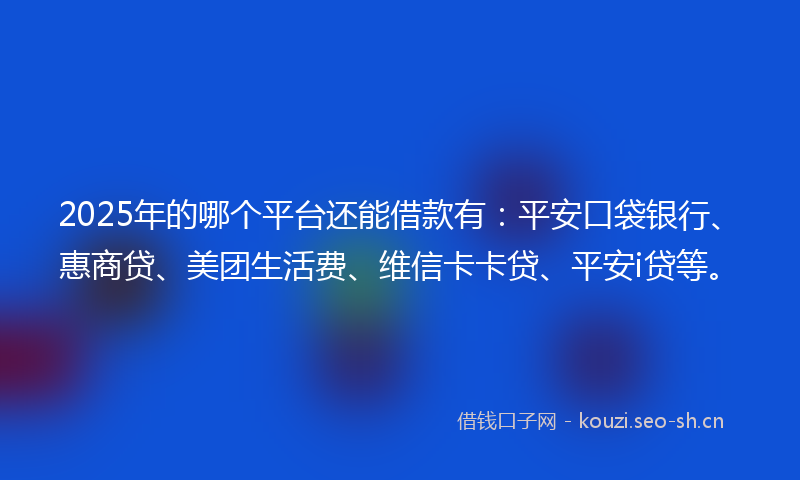 2025年的哪个平台还能借款有：平安口袋银行、惠商贷、美团生活费、维信卡卡贷、平安i贷等。