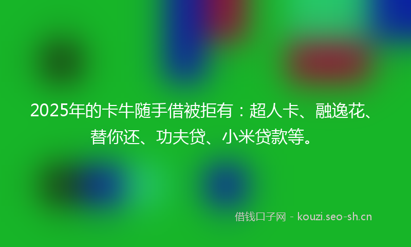 2025年的卡牛随手借被拒有：超人卡、融逸花、替你还、功夫贷、小米贷款等。