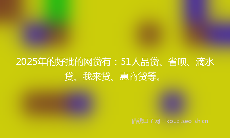 2025年的好批的网贷有：51人品贷、省呗、滴水贷、我来贷、惠商贷等。
