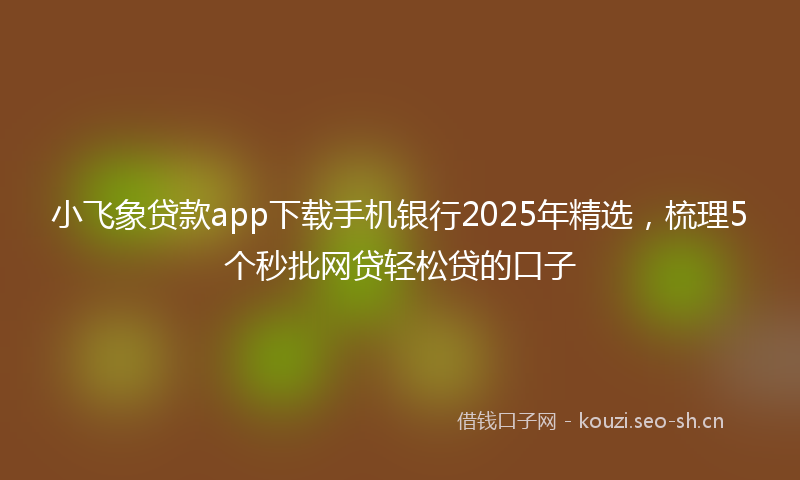 小飞象贷款app下载手机银行2025年精选，梳理5个秒批网贷轻松贷的口子