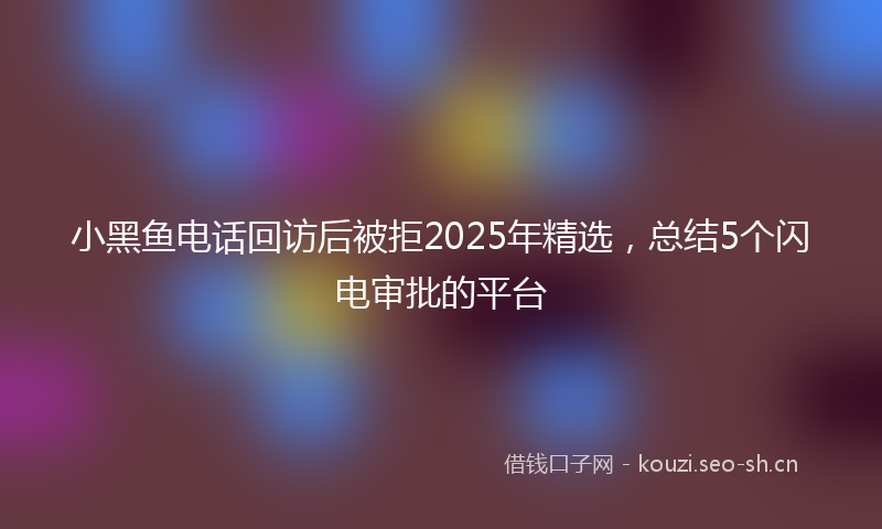 小黑鱼电话回访后被拒2025年精选,总结5个闪电审批的平台