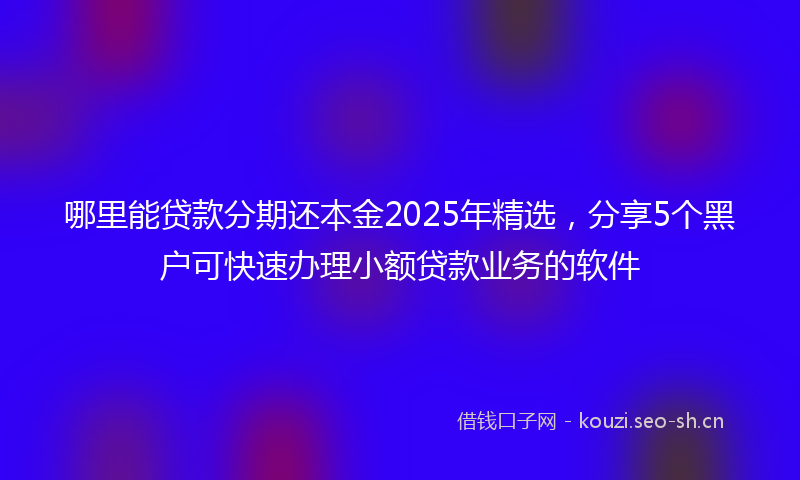 哪里能贷款分期还本金2025年精选，分享5个黑户可快速办理小额贷款业务的软件