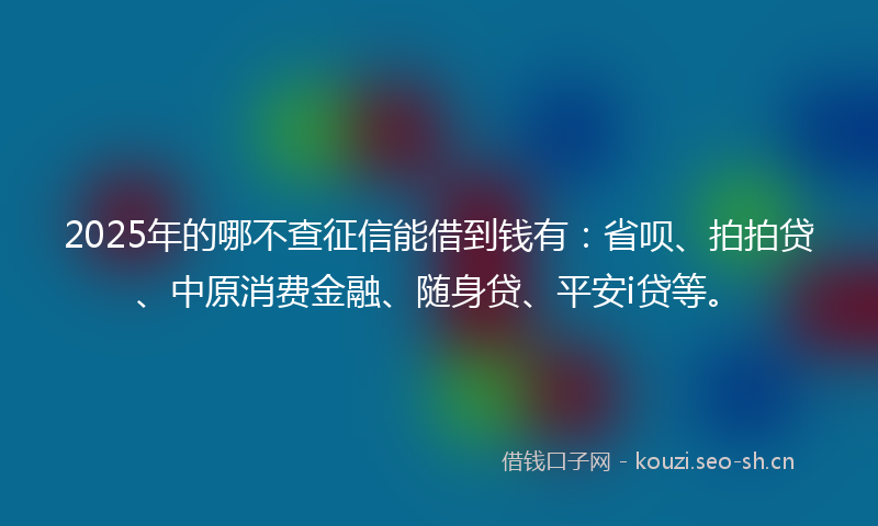 2025年的哪不查征信能借到钱有：省呗、拍拍贷、中原消费金融、随身贷、平安i贷等。