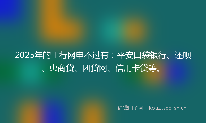 2025年的工行网申不过有：平安口袋银行、还呗、惠商贷、团贷网、信用卡贷等。