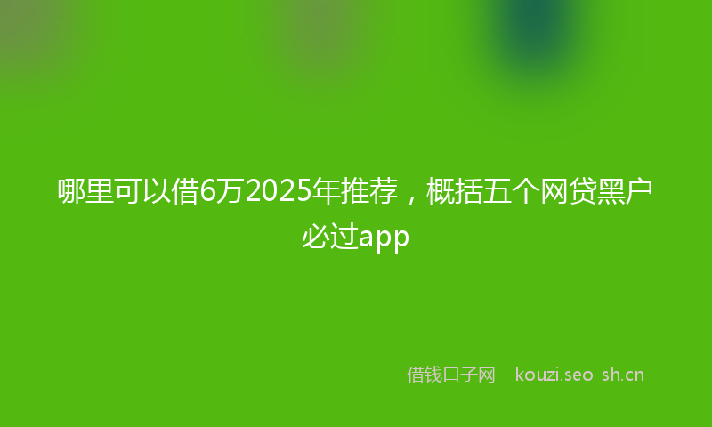 哪里可以借6万2025年推荐，概括五个网贷黑户必过app
