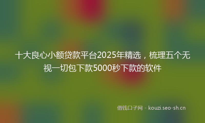 十大良心小额贷款平台2025年精选，梳理五个无视一切包下款5000秒下款的软件