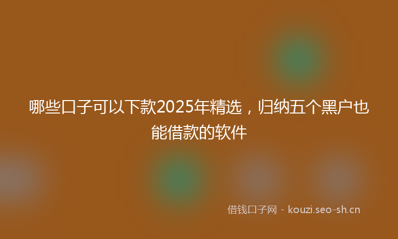 哪些口子可以下款2025年精选，归纳五个黑户也能借款的软件