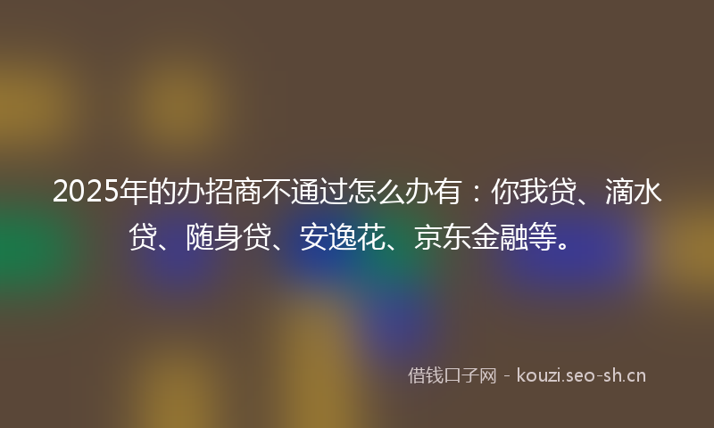 2025年的办招商不通过怎么办有：你我贷、滴水贷、随身贷、安逸花、京东金融等。