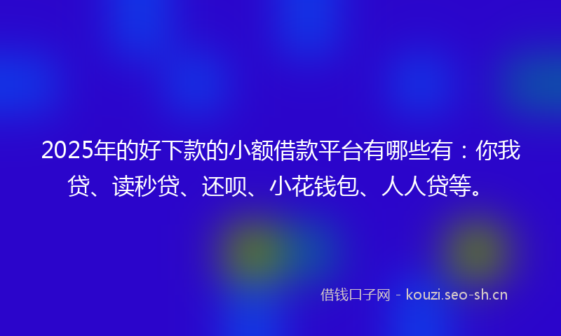 2025年的好下款的小额借款平台有哪些有：你我贷、读秒贷、还呗、小花钱包、人人贷等。