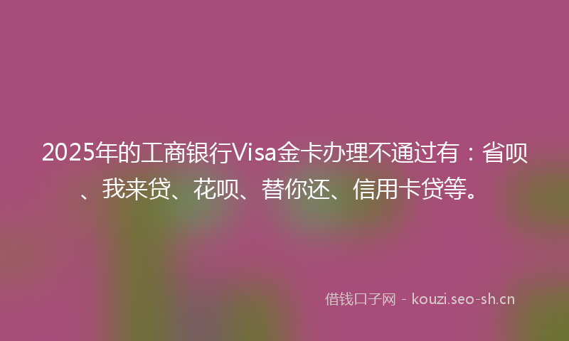 2025年的工商银行Visa金卡办理不通过有：省呗、我来贷、花呗、替你还、信用卡贷等。