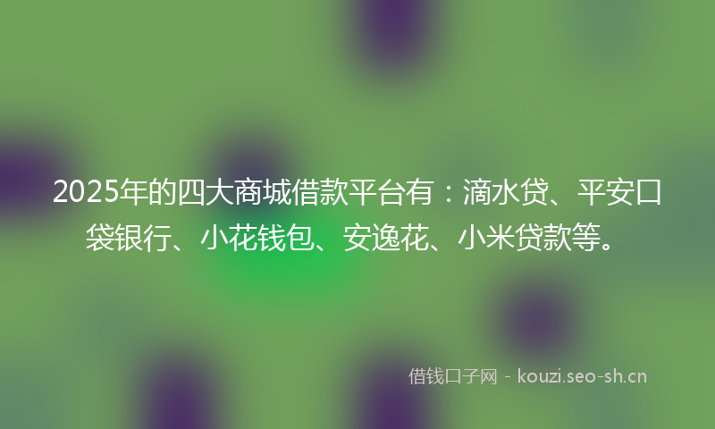 2025年的四大商城借款平台有：滴水贷、平安口袋银行、小花钱包、安逸花、小米贷款等。