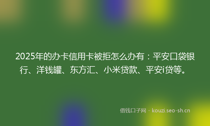 2025年的办卡信用卡被拒怎么办有：平安口袋银行、洋钱罐、东方汇、小米贷款、平安i贷等。