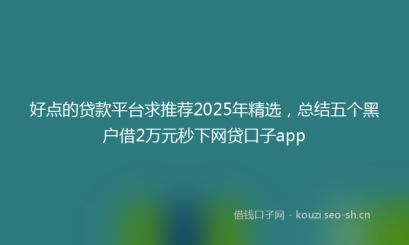 好点的贷款平台求推荐2025年精选，总结五个黑户借2万元秒下网贷口子app