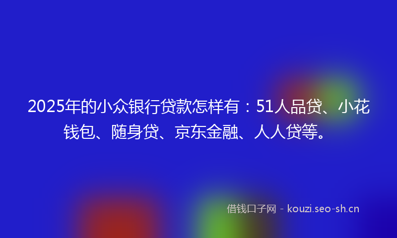 2025年的小众银行贷款怎样有：51人品贷、小花钱包、随身贷、京东金融、人人贷等。