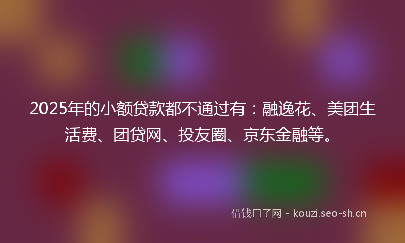 2025年的小额贷款都不通过有：融逸花、美团生活费、团贷网、投友圈、京东金融等。