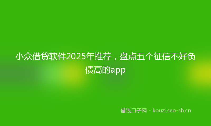 小众借贷软件2025年推荐，盘点五个征信不好负债高的app