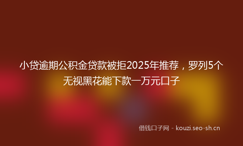 小贷逾期公积金贷款被拒2025年推荐，罗列5个无视黑花能下款一万元口子