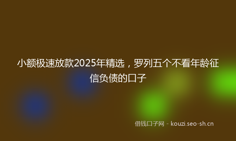 小额极速放款2025年精选,罗列五个不看年龄征信负债的口子