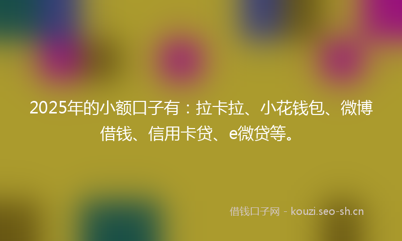 2025年的小额口子有：拉卡拉、小花钱包、微博借钱、信用卡贷、e微贷等。