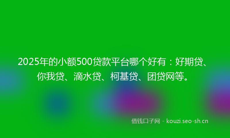 2025年的小额500贷款平台哪个好有：好期贷、你我贷、滴水贷、柯基贷、团贷网等。