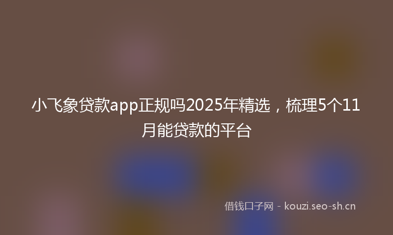 小飞象贷款app正规吗2025年精选，梳理5个11月能贷款的平台