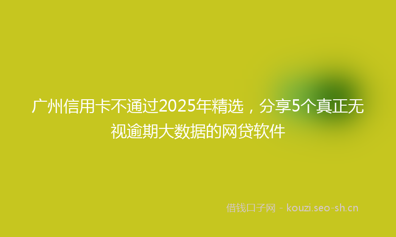 广州信用卡不通过2025年精选，分享5个真正无视逾期大数据的网贷软件