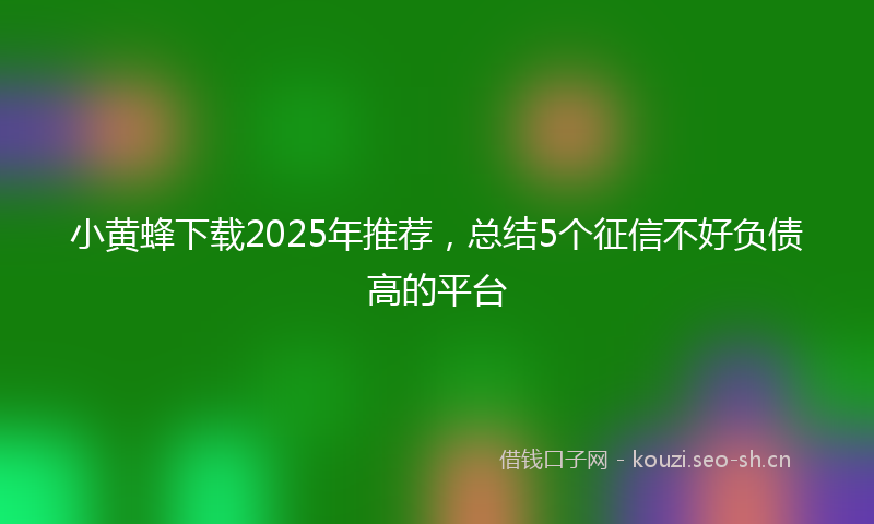小黄蜂下载2025年推荐，总结5个征信不好负债高的平台