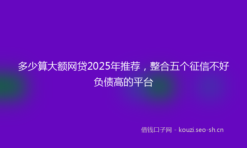 多少算大额网贷2025年推荐，整合五个征信不好负债高的平台