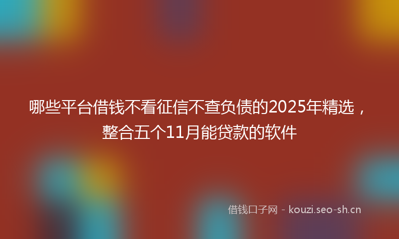 哪些平台借钱不看征信不查负债的2025年精选，整合五个11月能贷款的软件