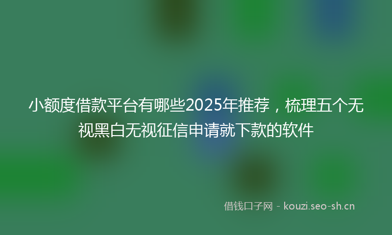 小额度借款平台有哪些2025年推荐，梳理五个无视黑白无视征信申请就下款的软件