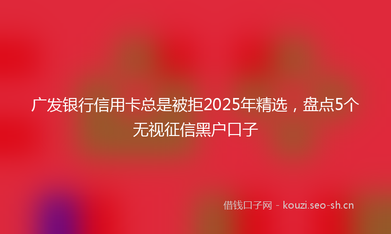 广发银行信用卡总是被拒2025年精选，盘点5个无视征信黑户口子