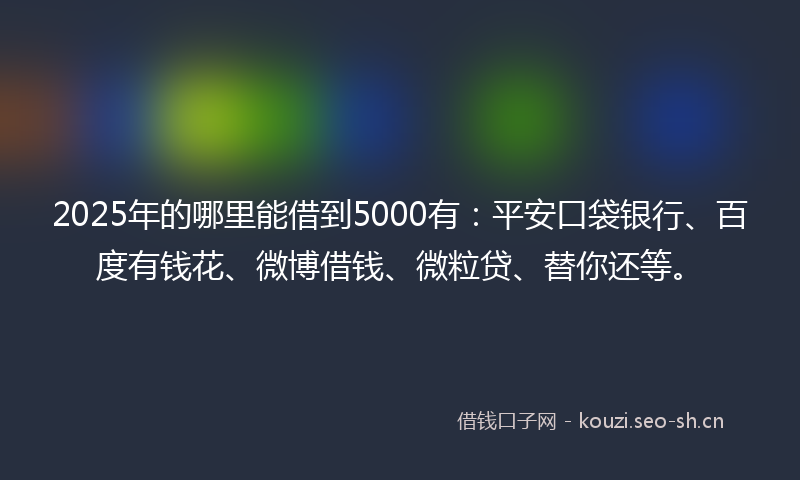 2025年的哪里能借到5000有：平安口袋银行、百度有钱花、微博借钱、微粒贷、替你还等。