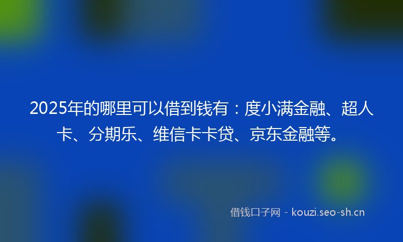 2025年的哪里可以借到钱有：度小满金融、超人卡、分期乐、维信卡卡贷、京东金融等。