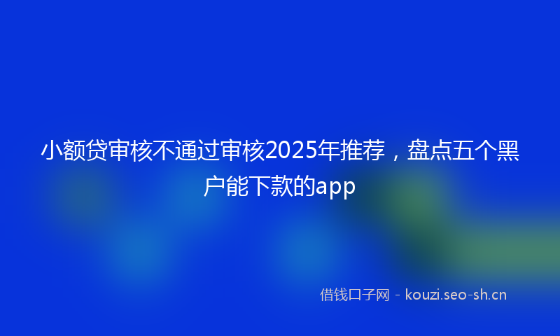 小额贷审核不通过审核2025年推荐，盘点五个黑户能下款的app