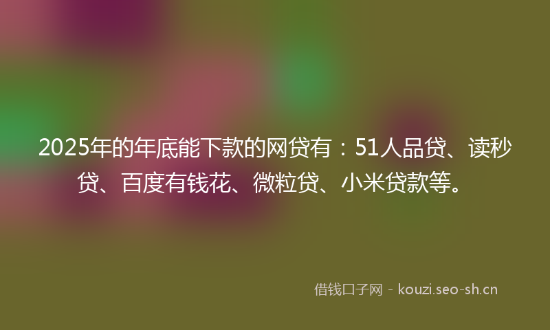 2025年的年底能下款的网贷有：51人品贷、读秒贷、百度有钱花、微粒贷、小米贷款等。