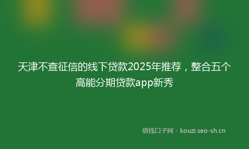 天津不查征信的线下贷款2025年推荐，整合五个高能分期贷款app新秀