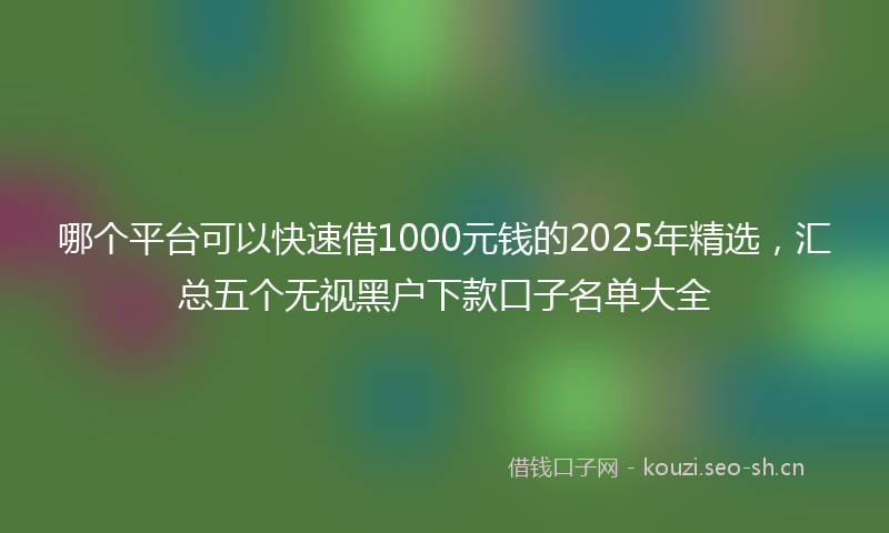 哪个平台可以快速借1000元钱的2025年精选，汇总五个无视黑户下款口子名单大全
