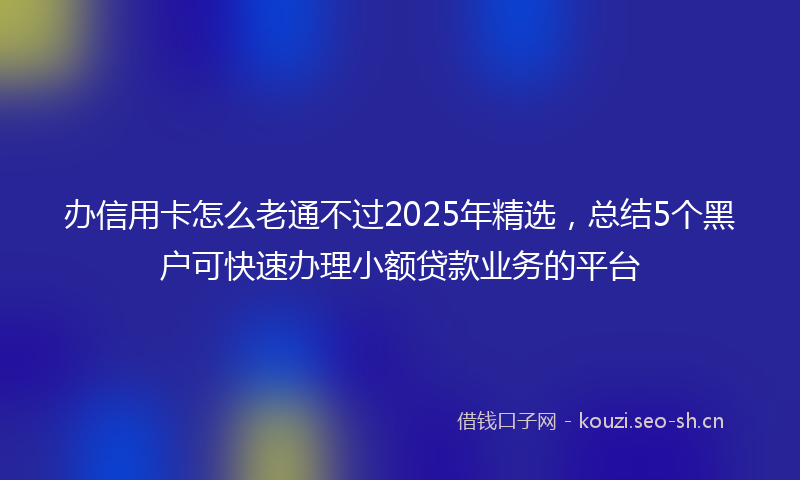 办信用卡怎么老通不过2025年精选，总结5个黑户可快速办理小额贷款业务的平台