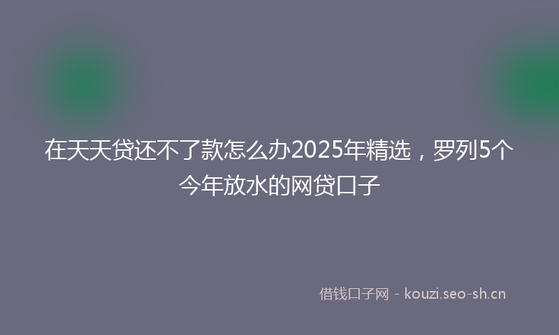 在天天贷还不了款怎么办2025年精选，罗列5个今年放水的网贷口子