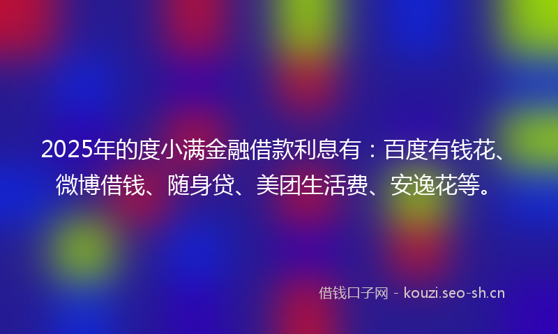 2025年的度小满金融借款利息有：百度有钱花、微博借钱、随身贷、美团生活费、安逸花等。