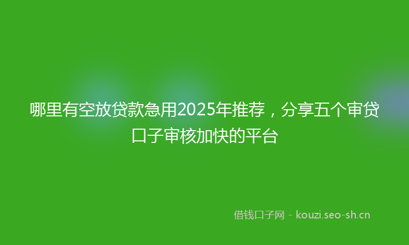 哪里有空放贷款急用2025年推荐，分享五个审贷口子审核加快的平台