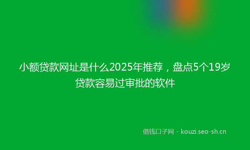 小额贷款网址是什么2025年推荐，盘点5个19岁贷款容易过审批的软件
