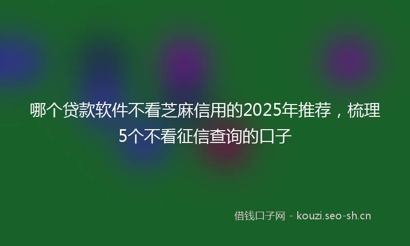 哪个贷款软件不看芝麻信用的2025年推荐,梳理5个不看征信查询的口子