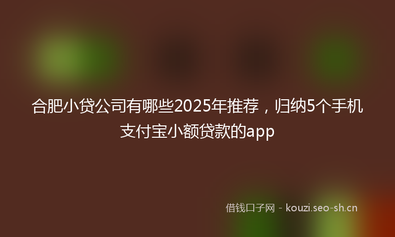合肥小贷公司有哪些2025年推荐，归纳5个手机支付宝小额贷款的app
